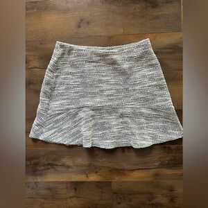 LOFT Petite Tweed Mini Skirt Black White Preppy Old Money Flare MP